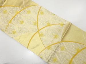 アンティーク　山並に立涌・孔雀模様織り出し袋帯（着用可）